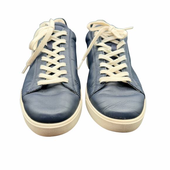 ECCO Men’s Navy Leather Sneakers 8/8.5 US 42 EU Casual Comfort Shoes - Picture 2 of 12